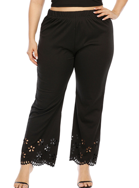 Plus Size Openwork Elastic Waist Pants