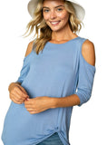 Blue plus size cold shoulder top ideal for everyday wear