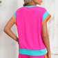 Pink and teal sporty short-sleeve top and shorts