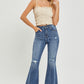 RISEN Distressed High Rise Flare Jeans