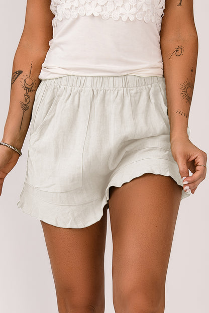Shop comfy chic with our Elastic Waist Pocketed Shorts - perfect for effortless style and all-day ease. Get yours now!