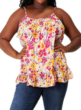 Floral print cami with ruffle bottom