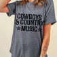 Gray Cowboys & Country Music Graphic T-Shirt