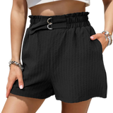 Step out in style with our Pocketed Double Buckle High Waist Shorts. Fashion-forward design meets ultimate comfort. Perfect for any occasion.
