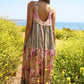 Boho style lightweight floral and geometric print dress