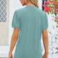 Chic notched neckline T-shirt in 5 colors. Perfect blend of style & comfort for everyday elegance.