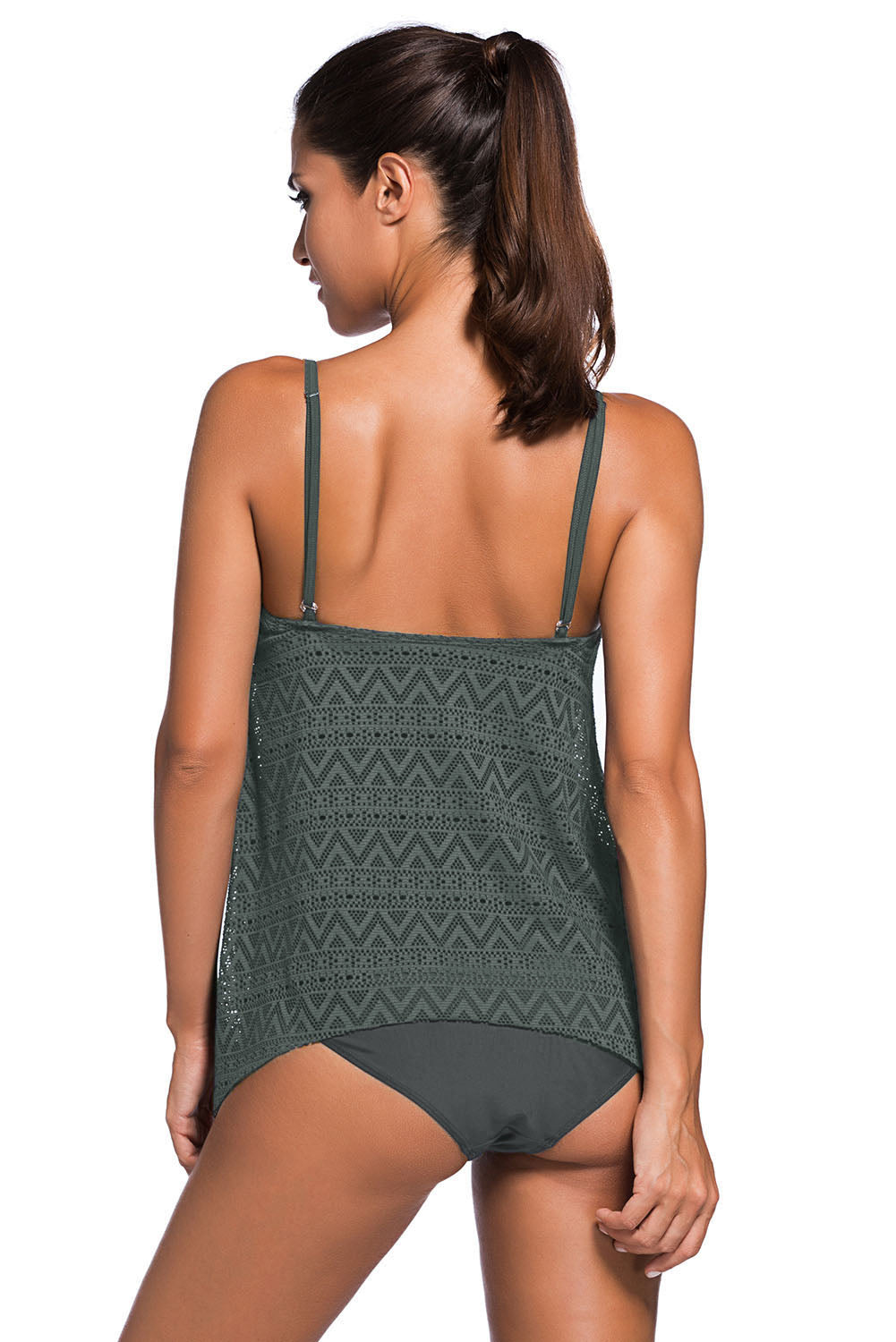 Full Size Tankini Set with adjustable spaghetti straps, perfect for beach days or poolside lounging. Comfort meets style!