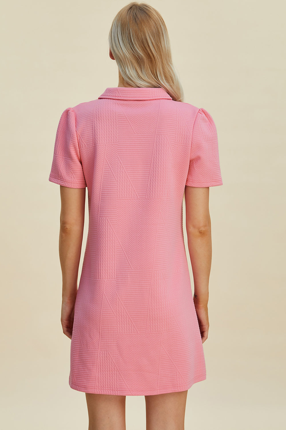 Textured dress in pink, featuring a comfortable fit and stylish design
