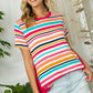 Soft and breathable plus size tee with vibrant stripe pattern.