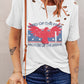 White tee with distressed detailing and bold eagle graphic.