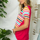 Plus size striped tee perfect for casual wear with rainbow colors.