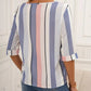 Stylish pastel striped blouse with round neckline and 3/4 sleeves