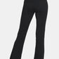 Slim-fit black yoga pants with a flared leg