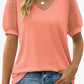 V-Neck Women's T-Shirt with Sheer Swiss Dot Puff Sleeves