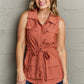 Sleeveless Collared Button Down Top