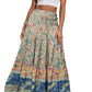 Colorful boho maxi skirt with an elastic waist and vibrant floral designs