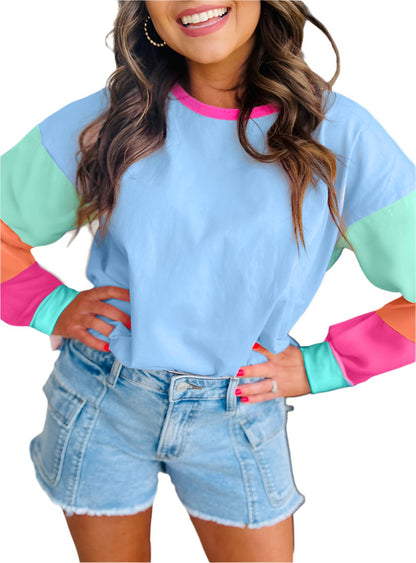 Pastel Sleeve Color Block Sweatshirt