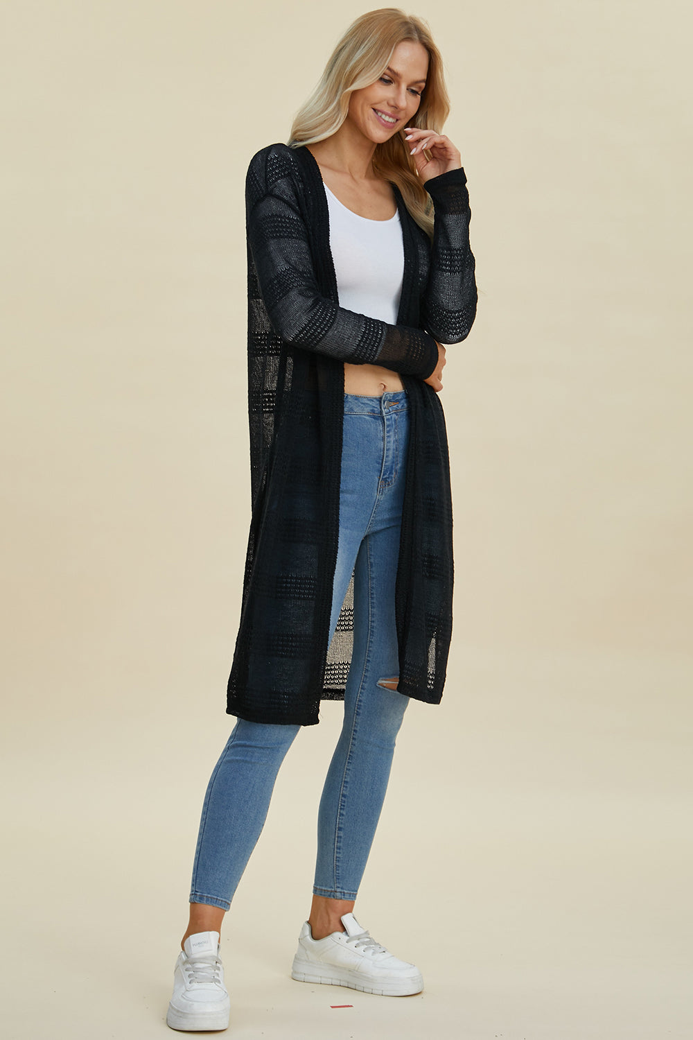 Sleek Black Longline Cardigan for a Polished Look