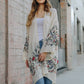 Beige embroidered floral kimono for women with colorful stitching
