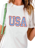 Show off your USA pride with this comfy, stylish round neck tee. Perfect for casual wear and national holidays. Durable and easy to pair.
