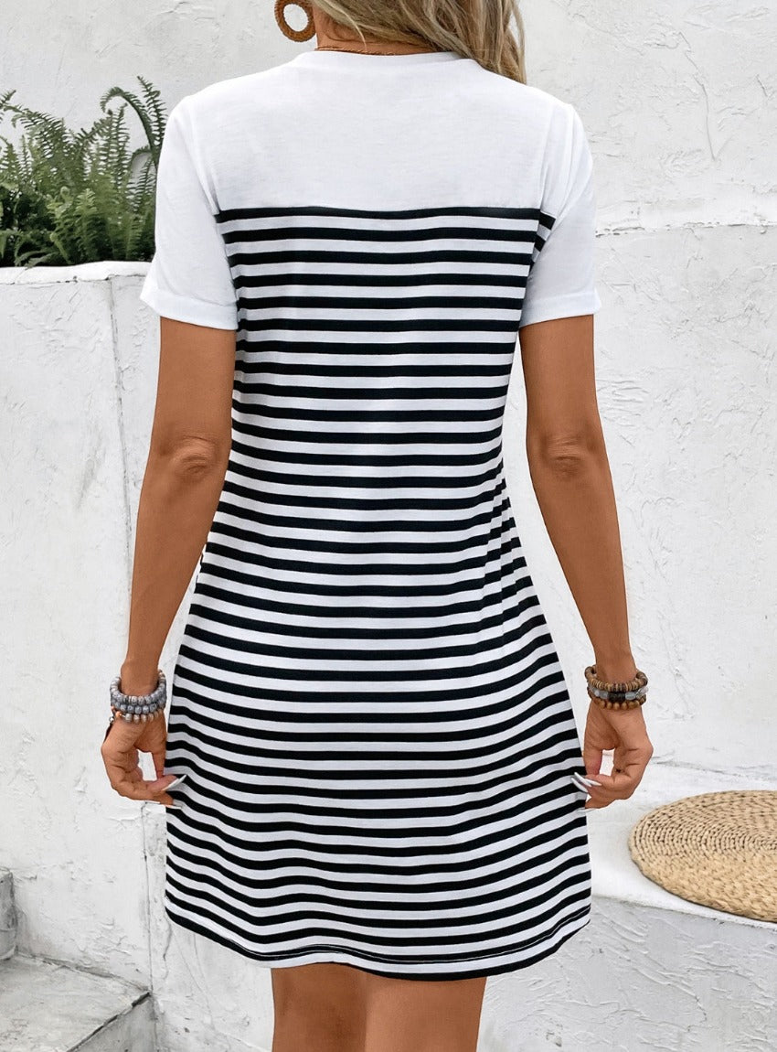 Shop the chic Striped Tee Dress - a perfect mix of style & comfort for any occasion. Elevate your wardrobe with this versatile, easy-to-style piece!