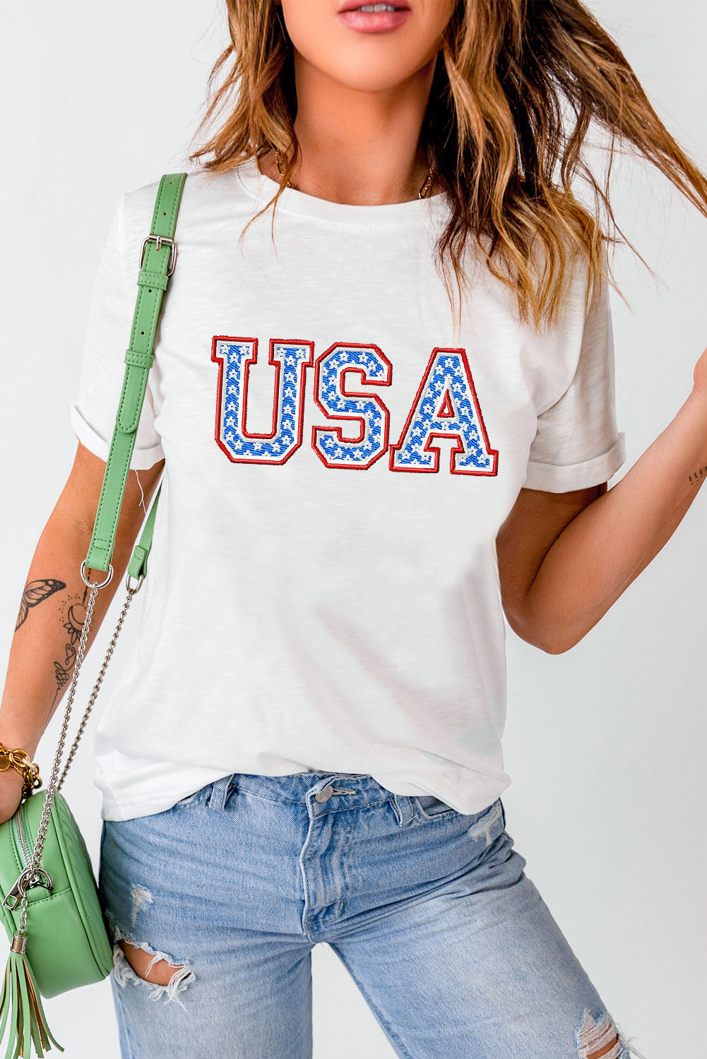 Show off your USA pride with this comfy, stylish round neck tee. Perfect for casual wear and national holidays. Durable and easy to pair.