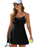 Elegant black one-piece swimwear with chic white trim. Perfect fit for beach elegance and comfort.