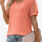 V-Neck Women's T-Shirt with Sheer Swiss Dot Puff Sleeves