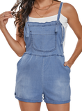 Chic denim romper with adjustable straps and pockets for a comfy, versatile outfit perfect for any casual occasion