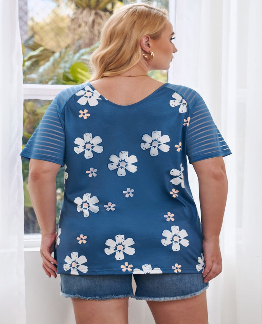 Shop our Plus Size V-Neck Tee for comfort & style. Floral design, soft fabric & inclusive sizing. Elevate your casual look today!