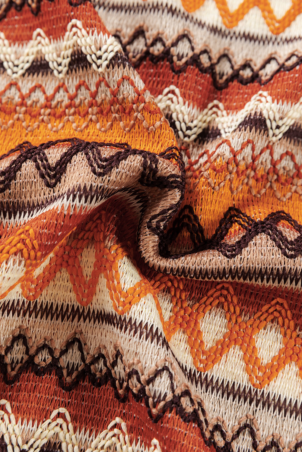 Boho print tank top with intricate knit pattern