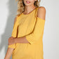 Casual yellow plus size cold shoulder top for daily use