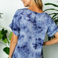 Relaxed fit blue tie-dye plus size V-neck tee