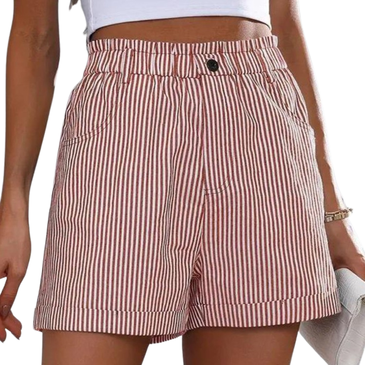 Chic striped shorts with pockets for stylish comfort. Perfect for versatile, everyday wear.