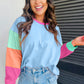 Pastel Sleeve Color Block Sweatshirt