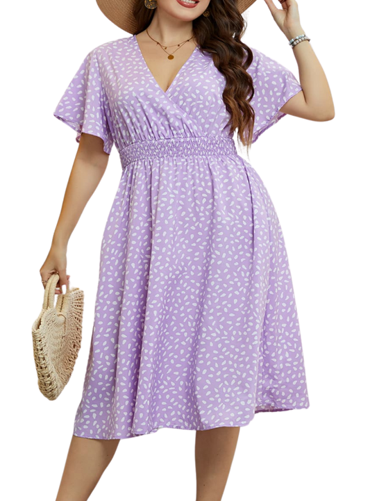 V-Neck Empire Waist Summer Dress in Women's Plus Sizes