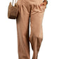 Beige Boho Chic Drawstring Pants with elastic waistband.