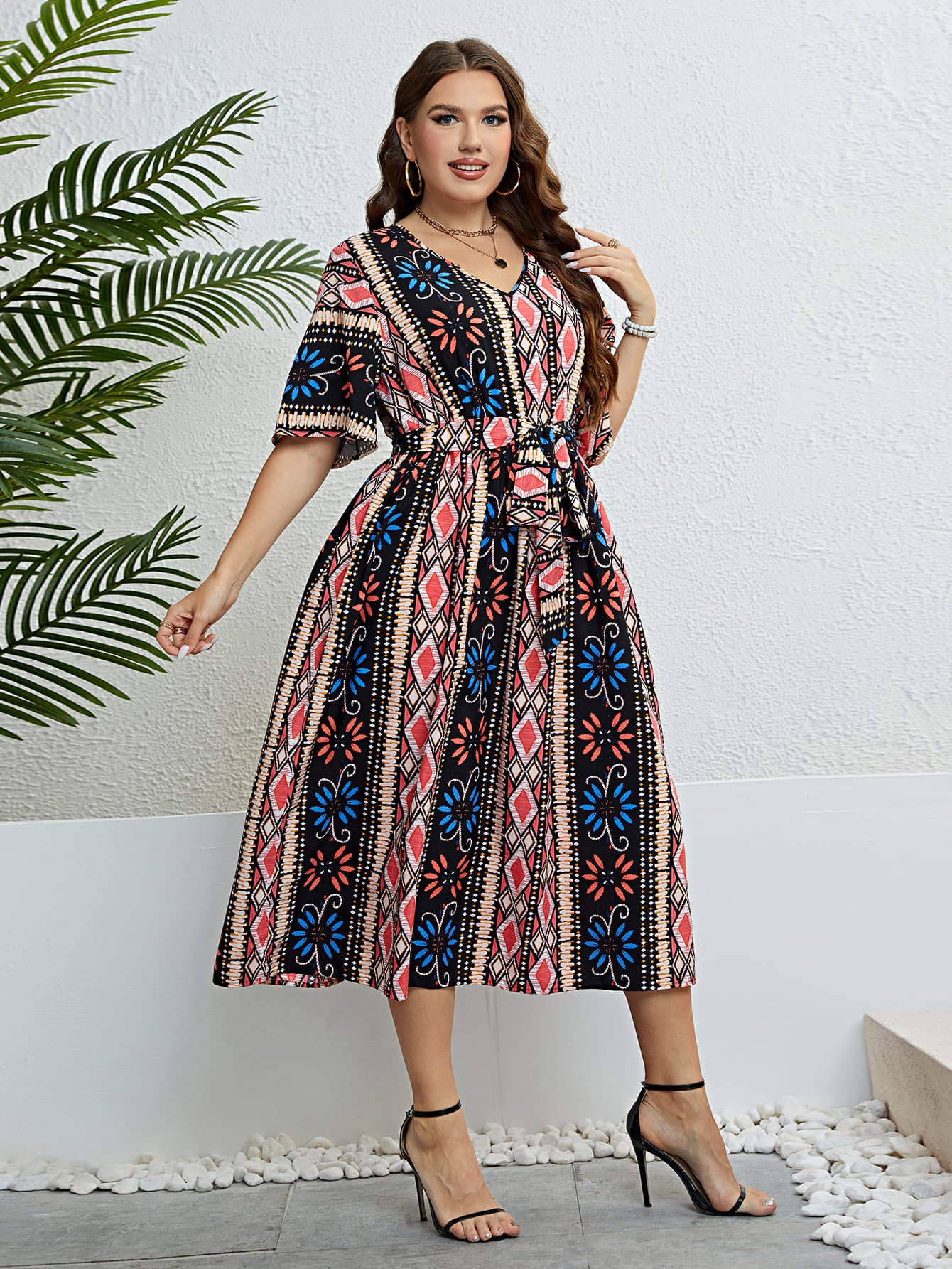 Lightweight and breathable plus-size summer midi dress