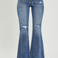 RISEN Distressed High Rise Flare Jeans