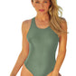 Establish your superior swim style with our sage green one piece swimsuit —flattering, durable, and perfect for water activities.