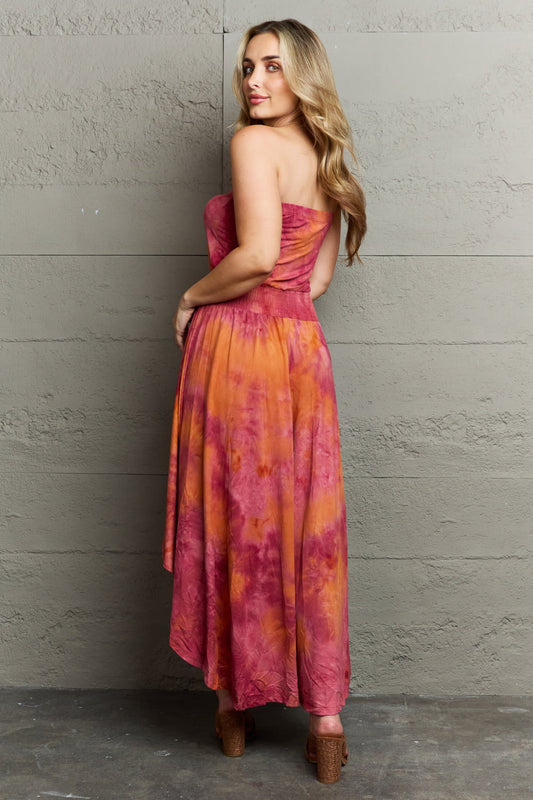 Strapless High Low Tie Dye Dress