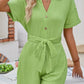 Stay cool & chic in our Short Sleeve Tie Waist Romper, perfect for any summer occasion. Flattering fit with a stylish design