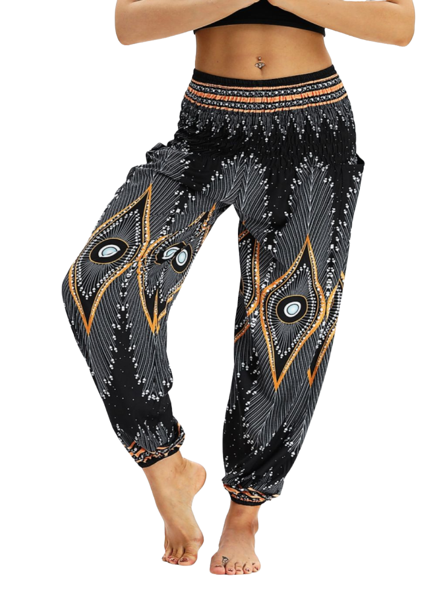 Decorative Smocked Waist Jogger Pants with Pockets