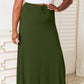 Elegant olive rayon skirt styled for a modern look.