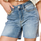Rock your look with Judy Blue's Full Size High Waist Raw Hem Denim Shorts, blending edgy style and comfort for a standout summer ensemble