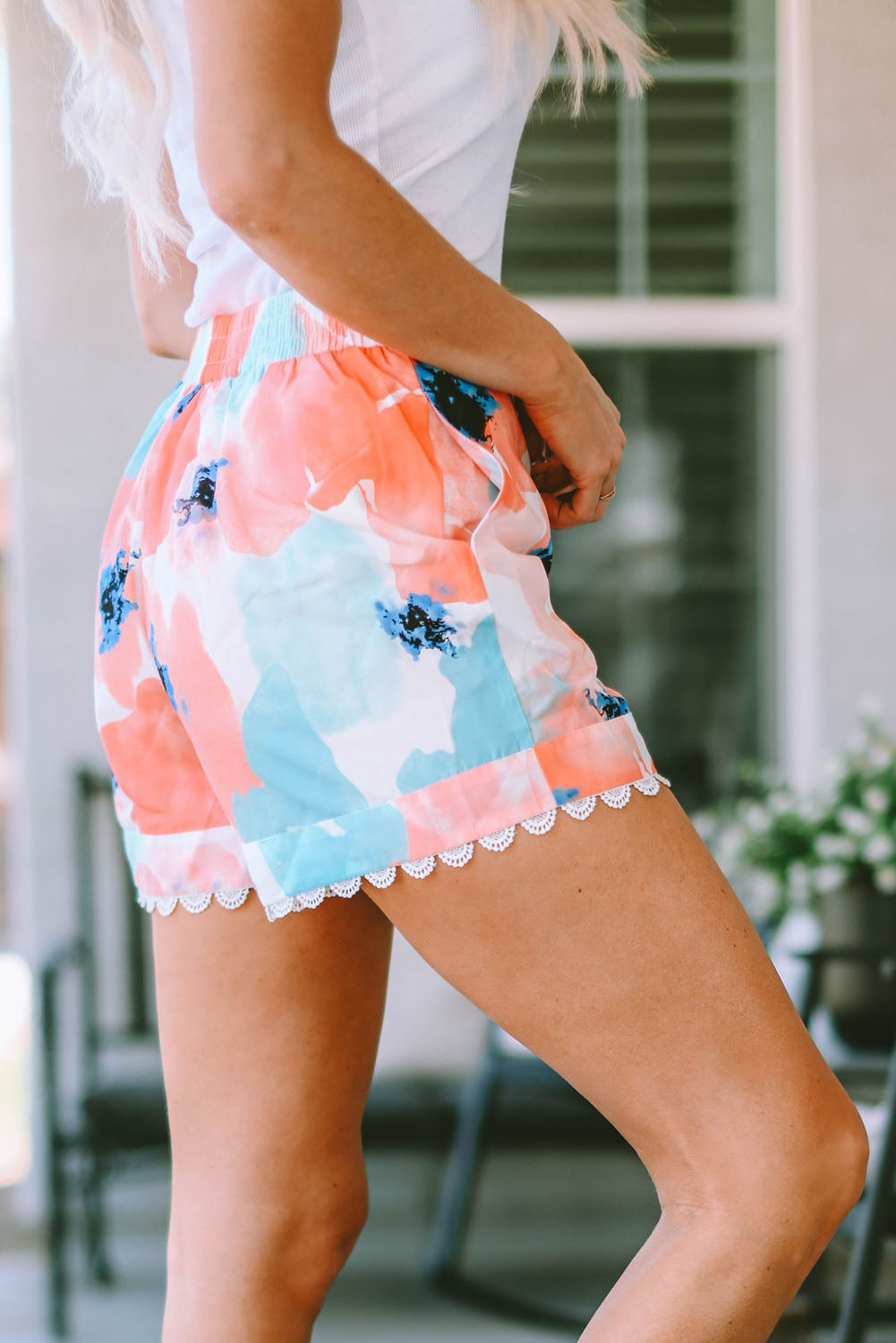 Chic summer style meets comfort with our Printed Lace Trim Shorts, featuring convenient pockets and an elegant design for every occasion.