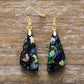 Beautiful teardrop earrings featuring a blend of colors and gold hooks
