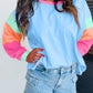 Pastel Sleeve Color Block Sweatshirt