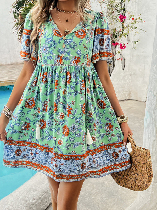 Boho chic summer dress with floral print