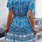 Charming bohemian floral dress in blue, great for southern summer outings.